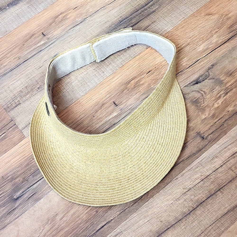 CAPPELLI STRAWORLD Tan Gold Paper Polyester Hook & Loop Adjustable Strap Visor